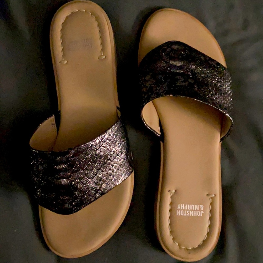 Johnston&Murphy Raney Leather Sandal Black Snake 7